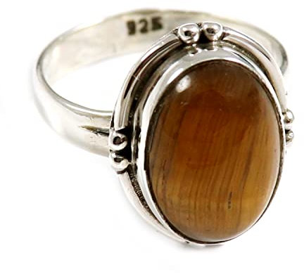 Tigerauge Edelstein 925 Sterling Silber Band Ring Goyal Juwelen Solide Alle Größen Männer Frauen Ring Silber Ring Geschenkartikel Statement Handgemachter Schmuck GESR202A (54 (17.2))