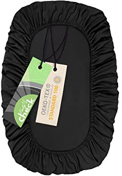 Emily´s Check Universal Spannbezug - Blickdicht - extra elastisch 1596.2325, ca. 100 x 100 cm, schwarz