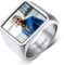 Custom4U Edelstahl Herren Siegelring Silber mit Fotogravur Personalisierter Männer Jungen Fingerring Biker Foto Siegelring für Verlobungsring Ehering Trauring Memorial Foto Geschenke