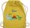 Turnbeutel Rucksack - Geschenk Dinosaurier personalisiert mit Name I Dino I Dinos - Unisize - Gelb - sportbeutel junge kita beutel für wechselwäsche tier trex stoffbeutel kindergartentasche jungen