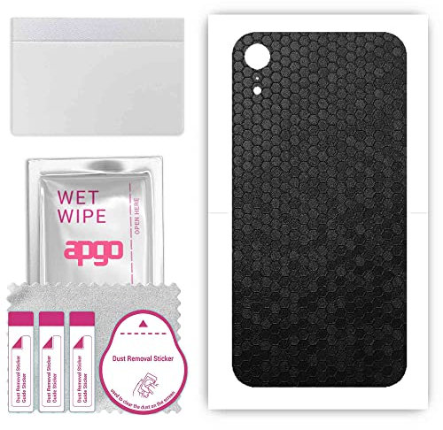 apgo skin sticker film foil vinyl for the BACK for Apple iPhone XR Black Honeycomb