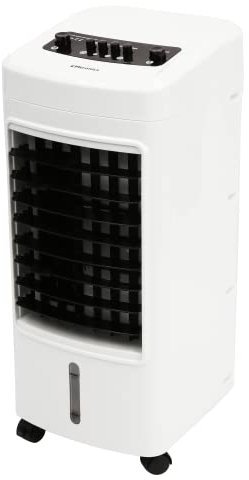 EMtronics Evaporative Air Cooler, Fan and Humidifier, Manual 3 Speed Settings, 4 Litre Water Tank, Portable 75W with 4 x Ice Packs - White