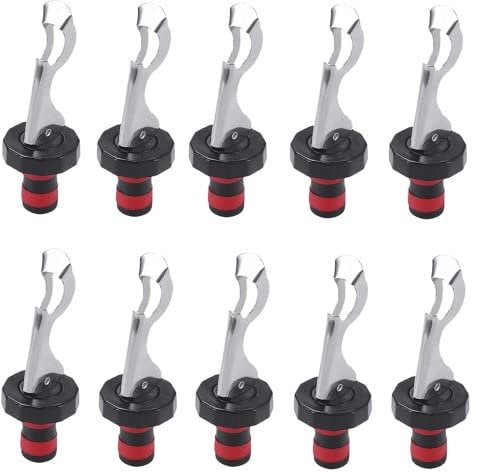 10 Pcs Lever-Arm Bottle Wine Stoppers Silicone Reusable Wine Bottle Lid Vacuum Plug Manual Wine Bottle Beer Sealer Cover for Wine Beverage Supplies