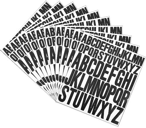 GENSMILE Großbuchstaben-Aufkleber - Schwarze Alphabet-Aufkleber, 10 Bögen Vinyl, Selbstklebend, 520 Buchstaben, für Basteln, Schilder, Poster, Fenster, Briefkasten