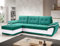 Easy4You ENZO Türkis/Weiß Ecksofa L-Form Links 268 x 97 x 157 cm mit Schlaffunktion und Stauraum - Schlafsofa mit Bettkasten - Moderne Wohnzimmermöbel – Stoff: SORO 86 + Soft 17