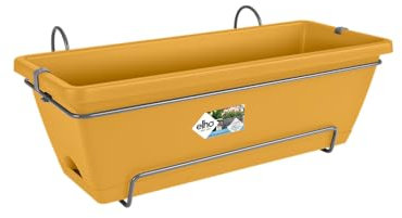 Elho Barcelona Allin1 50 Fioriera per Balcone esterno - Ø 49.5 x H 18.5 cm - Giallo/Honey Yellow