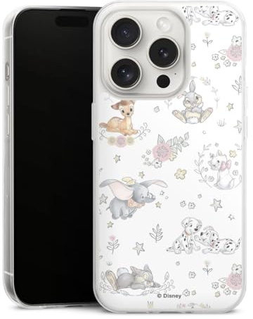 Slim Case kompatibel mit Apple iPhone 15 Pro Silikon Handyhülle transparent Hülle extra dünn Disney Bambi Dumbo