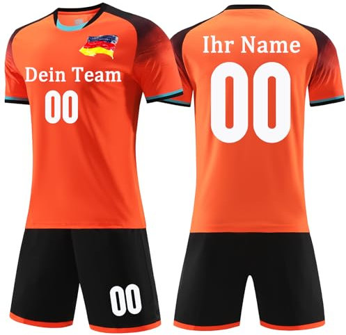 OPUTWDF Trikots Benutzerdefiniert Jeder Name Nummer Team Logo - T-Shirt&Shorts Fussball Set Kinder Männer Jungen Personalisierte Fußballtrikots