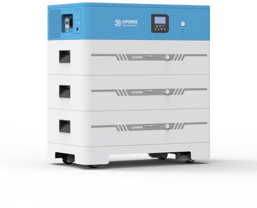 DDIPOWER 15 kWh Générateur Solaire, 51.2V 300Ah Batterie LiFePO4 Empilable avec Onduleur 5kw Parfait pour RV, Solaire, Stockage D'Énergie, Hors-Réseau (Batterie 15.36kWh+5kw Onduleur Hors-Réseau)