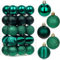 30 pcs Christmas Baubles Xmas Ball Ornaments with Strings, 50mm/2.0 Dark Green Shatterproof Plastic Hanging Decorations, Christmas Tree Pendants for Home Party Wedding Holiday