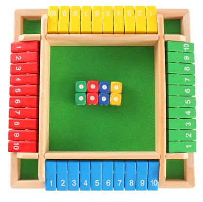 SCBOY Shut The Box Holzbrettspiele für 2-4 Spieler Tischspiele Kinder und Erwachsene Familientreffen Ferienbrettspiele Würfelspiel