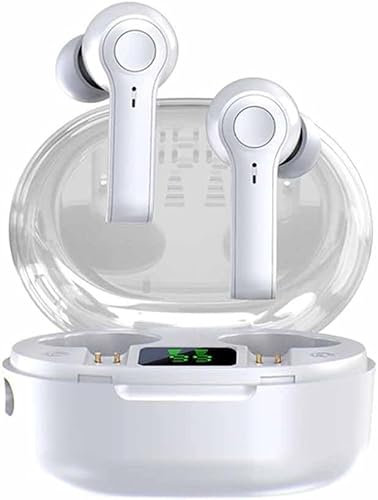 GeRRiT Auricolare Bluetooth stereo basso 4D Cuffie auricolari wireless impermeabili Cuffie con microfono Auricolari Bluetooth 5.0 TWS (Color : White)