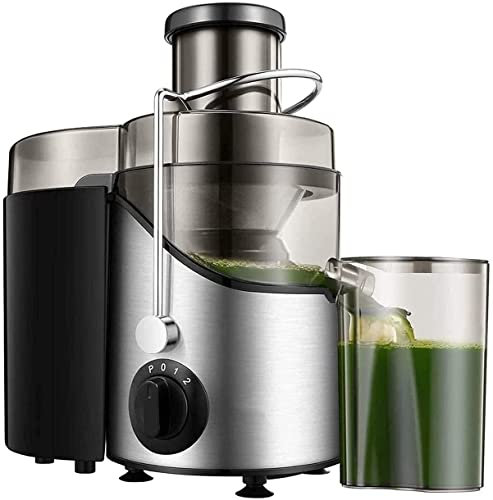 NSTVVEE Presse-Agrumes, extracteur de jus 400 W avec goulotte d'alimentation à Large Ouverture de 7,6 cm pour Fruits et légumes, Facile à Nettoyer, en Acier Inoxydable, sans BPA