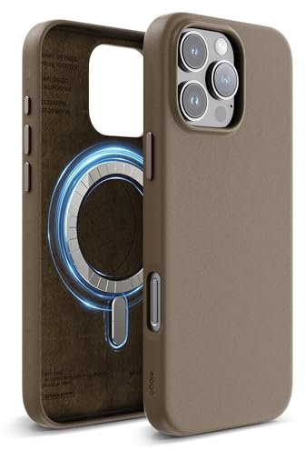 elago Magnetic Leather Case Compatible with iPhone 16 Pro Max Case, Compatible with All MagSafe Accessories, 6.9 inch - Built-in Magnets, Vegan Leather, Shockproof, Water-Resistant (Taupe)