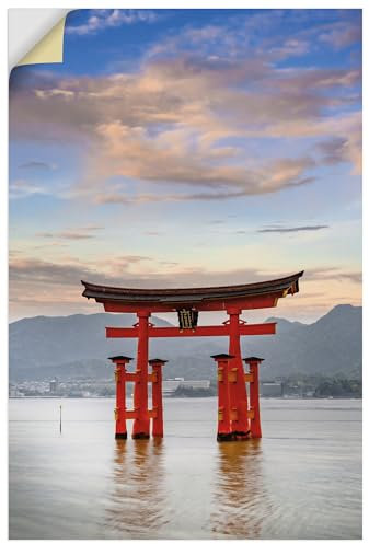 ARTland Wanddeko Wandtattoo selbstklebende Vinylfolie 40x60 cm Japanische Deko Itsukushima Shinto Schrein Tor Sonnenuntergang Japan Hiroshima U5GU