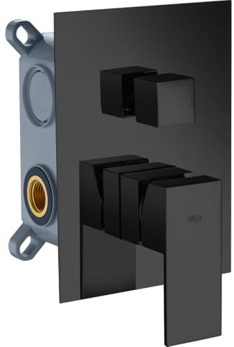 IMEX - Remplazo de Grifo Monomando Empotrado 3 Vías |Grifería Empotrada Color Negro Mate