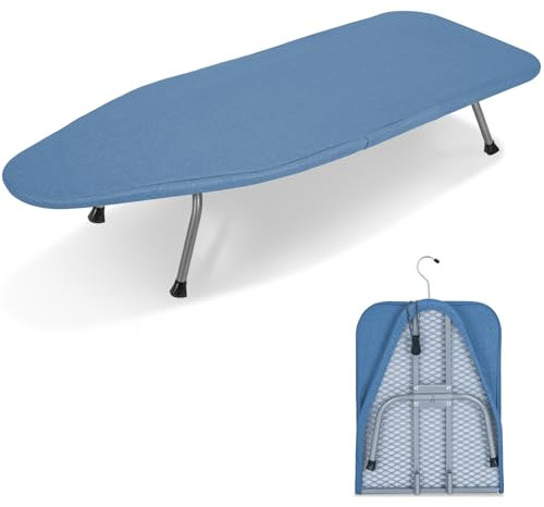 IBVIVIC Planche à Repasser de Table Pliable, Table à Repasser Portable avec Housse en Coton, Mini Table à Repasser de Voyage pour Comptoir, Petits Espaces, Maison, Dortoirs (Bleu)