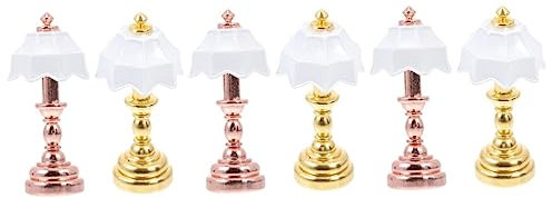 PHENOFICE 6 Pcs Dollhouse Table Lamp Mini Lamp Ornament Micro Landscape Furniture Miniature Lamp Miniature Table Lamp Battery Table Lamps LED Table Lamp Bedside Lamp Mini Bedside Light Iron