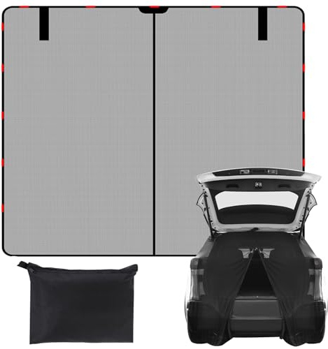 Flügeltür Kofferraumabdeckung Sonnenschutz Magnetisch,Auto Heckklappe Moskitonetz,Magnetisch Moskitonetz Heckklappe Abnehmbarer Auto Trennvorhang für Dach Caravan Camper 156 * 150cm