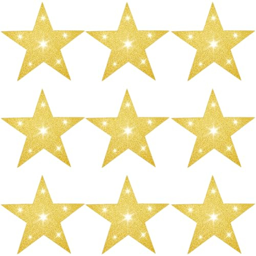 SOFPLATE 60 Stück 5 Zoll Große Goldene Stern Ausschnitte Große Pappsterne Fünf Stern Ausschnitte Einzelne Bedruckte Papier Pappstern Ausschnitte Dekoration Für Pinnwand Geburtstagswand Party Heimdeko