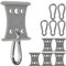 Markisenhaken für Kederschiene, 6 Pack, Grau, für Kederleisten mit ∅ 5-6mm und ∅ 7-8mm, Set mit 6 x 60mm Edelstahl-Karabiner, Haken Wohnwagen Vorzeltkeder, Kederhaken Camping Markise, Aufhänger Keder