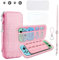 JYPS Custodia da Trasporto per Nintendo Switch OLED, 10 in1 Nuova Texture Coccodrillo Rigida Custodia Protettiva, Borsa di Protezione Portatile Switch Case per Console per Ragazze Regalo (Rosa)
