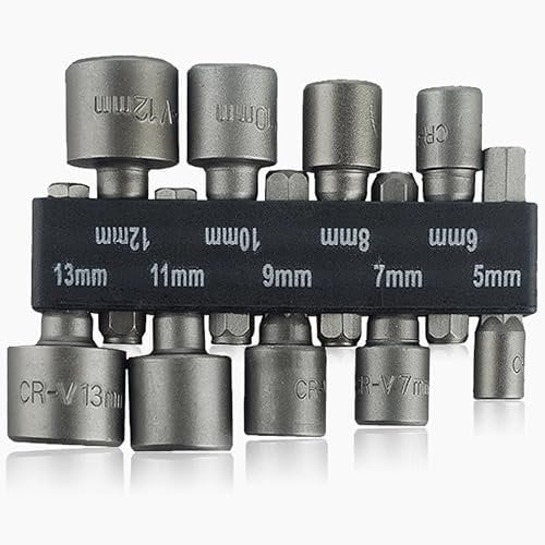 9 Pcs Hex Drill Bits Tools, Hex Drill Bits Sets,5-13mm Hex Shank Nut Setter Driver, Quick Change Metric Nut Drivers Impact Screwdriver Bits Bolt Remover Tool, for Electric Screwdriver, Wrench