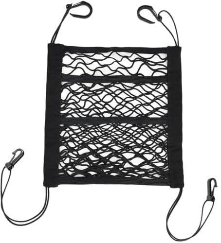 SIVZUMO Red de Almacenamiento Asiento de Coche, Organizador de Coche de 3 Capas Malla Elástica, Universal Ajustable Barrera para Perros, Evita Que los Niños Mascotas Interfieran