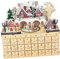 harayaa Adventskalender aus Holz zum Befüllen, 24 Schubladen Wiederverwendbarer DIY Weihnachtskalender, Weiße Weihnachten Schneehaus mit LED Beleuchtung Weihnachten Dekoration Rentier Szene, Weiß