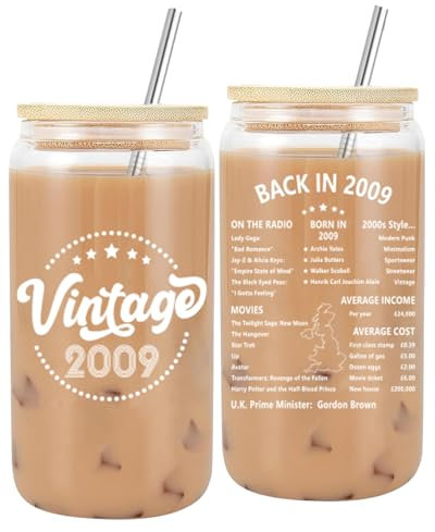 CoCoCherry Sweet 16th Birthday Gifts Girls - Happy 16th Birthday Gifts Coke Cup, Glass Mug, Funny 2009 Travel Mug for Girls, Daughter, Sister