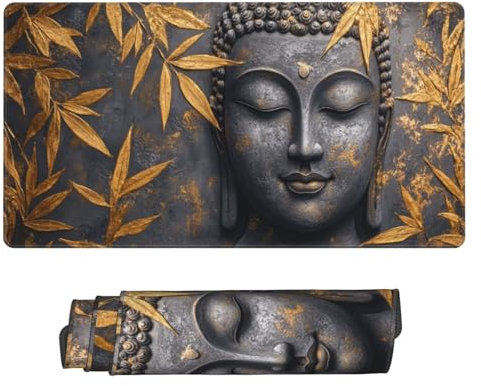 Mouse Pad, Gaming Mouse Mat Zen Buddhism Desk Mat Large, XXL Mousepad 23.6x11.8x0.12 in, Non-Slip Rubber Base Mouse Mat, Optimised for Gaming Sensors, Extended Mouse Pad for Gaming, Office, Home C-107