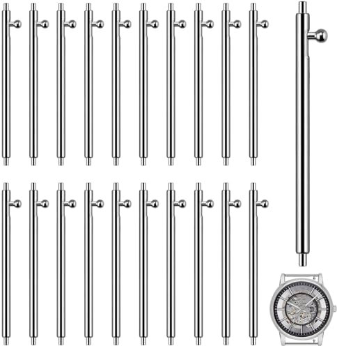 20 Stück Edelstahl Federstege 20mm Quick Release Premium Uhrenarmband Stifte Schnellwechsel Uhrenstifte Uhren Federstegwerkzeug mit Entriegelungsknopf Stifte Federstifte 1,5mm Ø für Uhren Armbänder