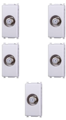 Lot de 5 prises satellite F, modules blancs, compatibles avec Vimar Plana, antenne, ethernet, TV, antenne, USB, Schuko, pour plaques d'origine et compatibles