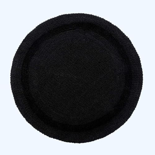 HOMESCAPES Tapis de Bain Rond en Coton, Tapis Rond Salle de Bain 80 cm, Tapis de Bain Noir