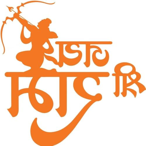 Jai Shree Ram Vinyl Sticker – Pack of 2 | 5-Inch Waterproof Self-Adhesive Decal for Cars, Bikes, Laptops & More | Glossy Orange, No Background, Weather & Scratch Resistant