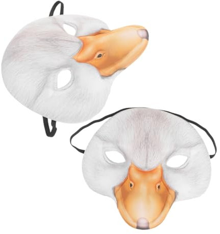 BESPORTBLE 2 Stück Entenmaske Tiermaske Mit Halbem Gesicht Maskenkostüm Halloween-horrormaske Horror -requisiten Ente Gesichtsmaske Halloween Kostüm Maske Beängstigende Maske Eva Weiß