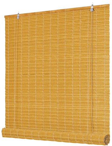 Deswell PE-Bambusoptik-Rollo Wetterfest B80 x H150 cm Natur, Outdoor-Rollo für Fenster & Tür mit Seitenzug, Sonnen- & Sichtschutz mit UV-Schutz, für Innen- und Außenbereich Fensterrollo