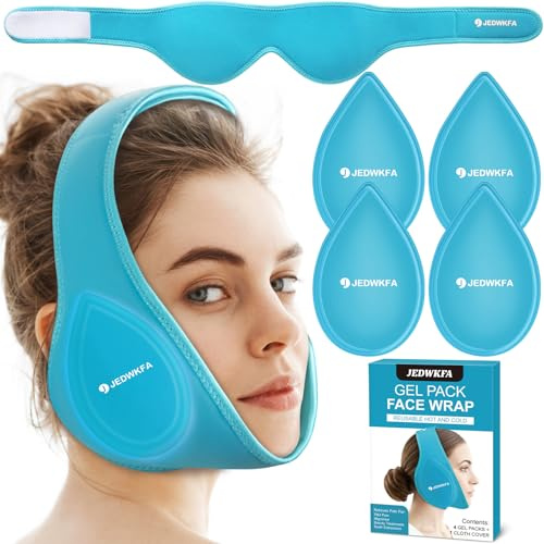 JEDWKFA Kühlpads Weisheitszähne, 4 Stück Kühlpads Gel, Weisheitszahn Kühlkompresse, Wiederverwendbare, Kalt Warm Kompressen Kühakku, für Zahnextraktion, Kiefergelenk-Schmerzen, Blau