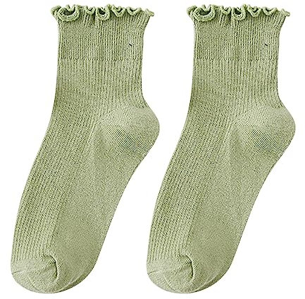 Zapatillas de microondas para mujer, con dobladillo de volantes, punta baja en el tobillo, regalos para bebé, nacimiento, niño, personalizados, Verde militar., Talla única