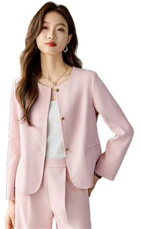 JYHBHMZG Blazer casual autunnale da donna, Rosa 1, S
