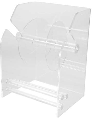 OATIPHO Adjustable 3-Compartment Acrylic Sticker Roll Dispenser Stand, Label Roll Organizer for Office and Home Desktop Storage