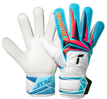 Reusch Torwarthandschuhe Kinder | robuster Grip & stabile Passform | für Training & Spiel, für Kunstrasen, Naturrasen & Hartplatz, für Nachwuchs-Torhüter, Größe 4-8, Attrakt Solid Junior
