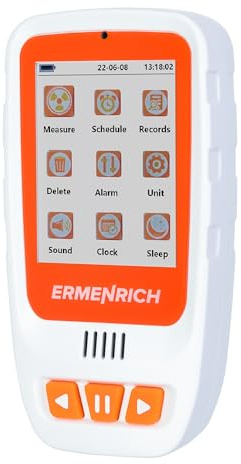Ermenrich Ping RD40 Geigerzähler Radioaktivität Nukleare Strahlungsmesser | Wiederaufladbarer Strahlungsmessgerät Beta, Gamma, Röntgenstrahlen, mit Akustischem & Visuellem Alarm und Echtzeitdaten