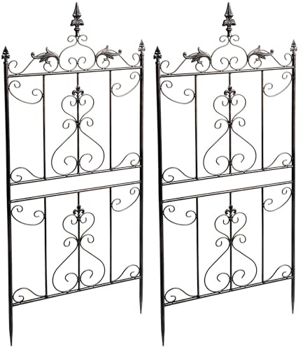 CLP 2er Set Rankgitter Metall Myrte, Rankhilfe für Rosen und Clematis im Landhausstil, Kletterhilfe für Hochbeet, Garten, Balkon oder Terrasse, Farbe:Bronze