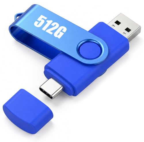 512 GB USB-Stick Dual Drive Type-C & Type-A USB 2.0 Flash Drive, Blau