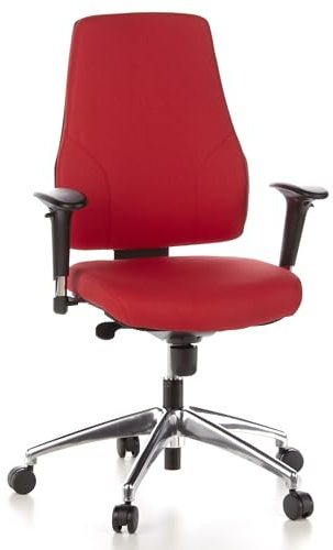 hjh OFFICE 608020 Profi Bürostuhl PRO-TEC 200 Stoff Rot Drehstuhl ergonomisch, Arm- & Rückenlehne höhenverstellbar