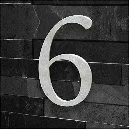 Colours-Manufaktur Hausnummer Nr. 6 - Schriftart: Klassisch - Höhe: 20-30 cm - viele Farben wählbar (RAL 9007 graualuminium (grau Aluminium Silber) glänzend, 30 cm)