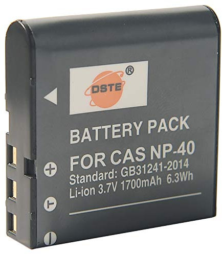 DSTE® NP-40 Rechargebale Li-ion Battery for Casio Exilim EX-FC100 EX-FC100WE EX-FC150 EX-FC150BK EX-Z1050SR EX-Z1080 EX-Z1080BE EX-Z1080BK EX-Z1080GY Camera as Casio NP-40DBA NP-40DCA Kodak LB-060