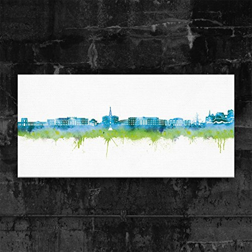 Kunstbruder Kunstdruck auf Leinwand - Kassel Skyline - Blau (div. Größen) 60x120cm