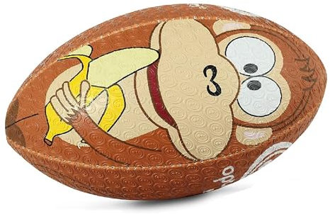 Optimum Rugby Ball - Balanced and Responsive for Accurate Handling and Kicking of Top-Performing Rugby Balls - Perfect for Training and Gameplay - 2-Ply 410g Ball - Monkey - 3